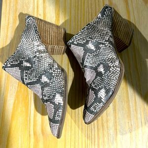 Dolce Vita faux leather python snake print ankle boot mules